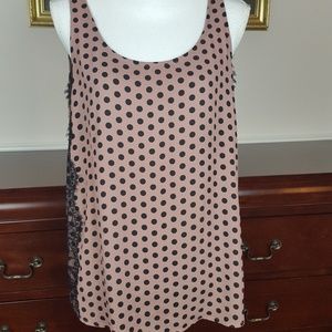 Taupe and Black Sleeveless LOFT Blouse Size L